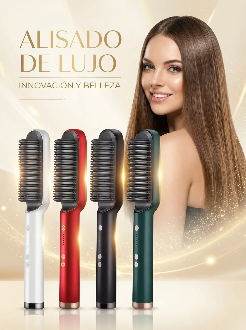 Cepillo Alisador Iónico Profesional 2 en 1 – Alisado Rápido, Antifrizz y Brillo Natural