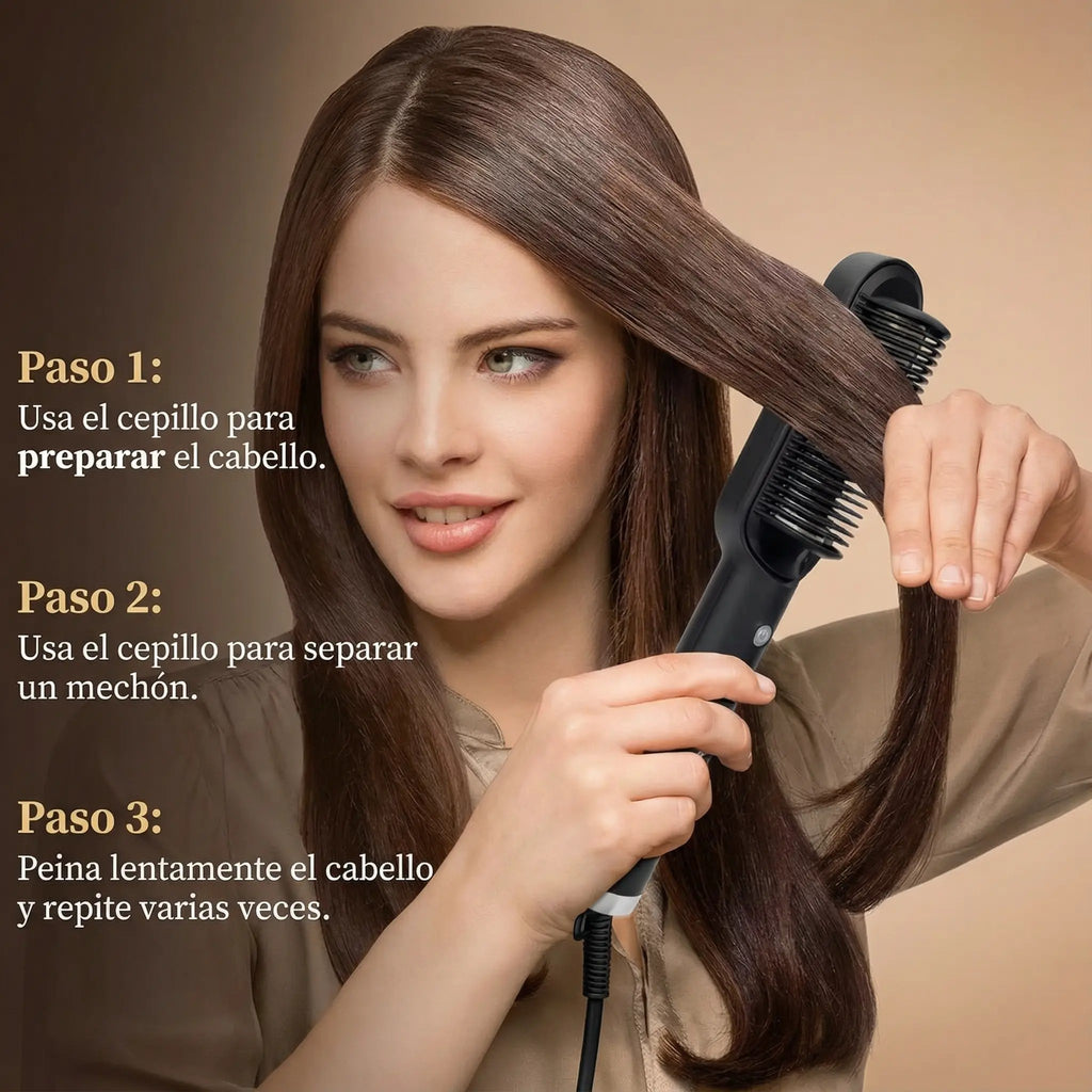 Cepillo Alisador Iónico Profesional 2 en 1 – Alisado Rápido, Antifrizz y Brillo Natural